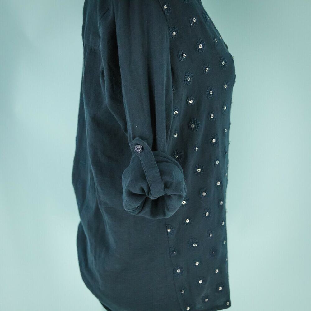 Superdry S Navy Embroidered Sequin Top - Picture 5 of 8